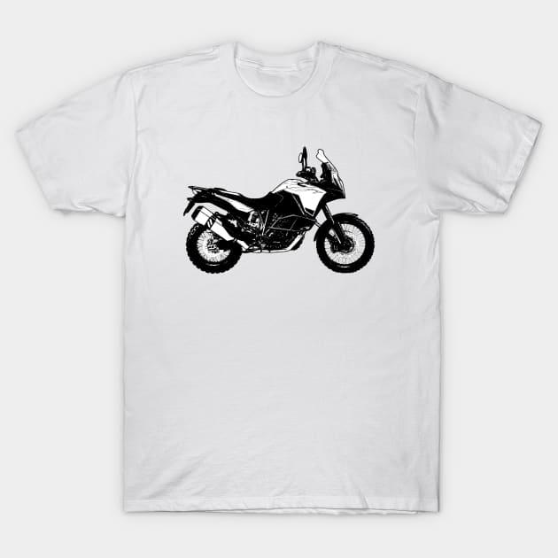 1290 Super Adventure Bike Black and White Color T-Shirt by KAM Std